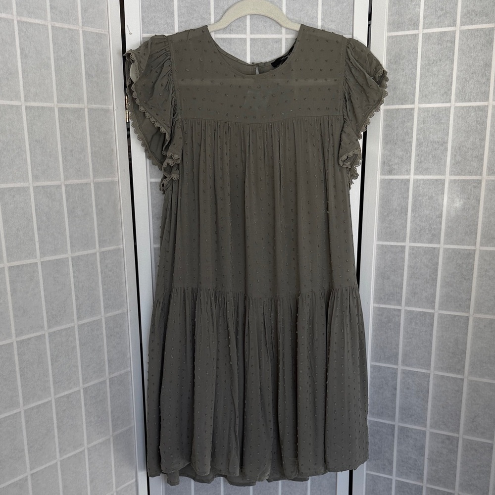 Forever 21 Sage Textured Boho Mini Dress Size Medium - Picture 2 of 5